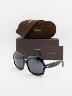 Tom Ford Ren FT1155 01A Square Sunglasses - Black / Smoke
